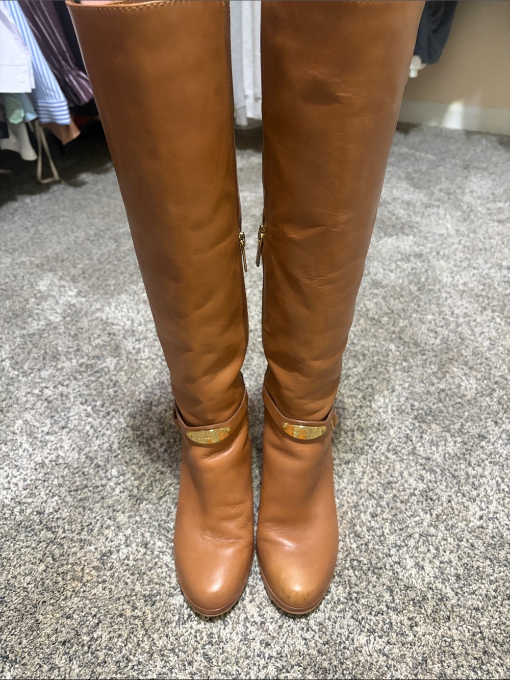 Michael Kohrs Tall Leather Riding Boots in Cognac